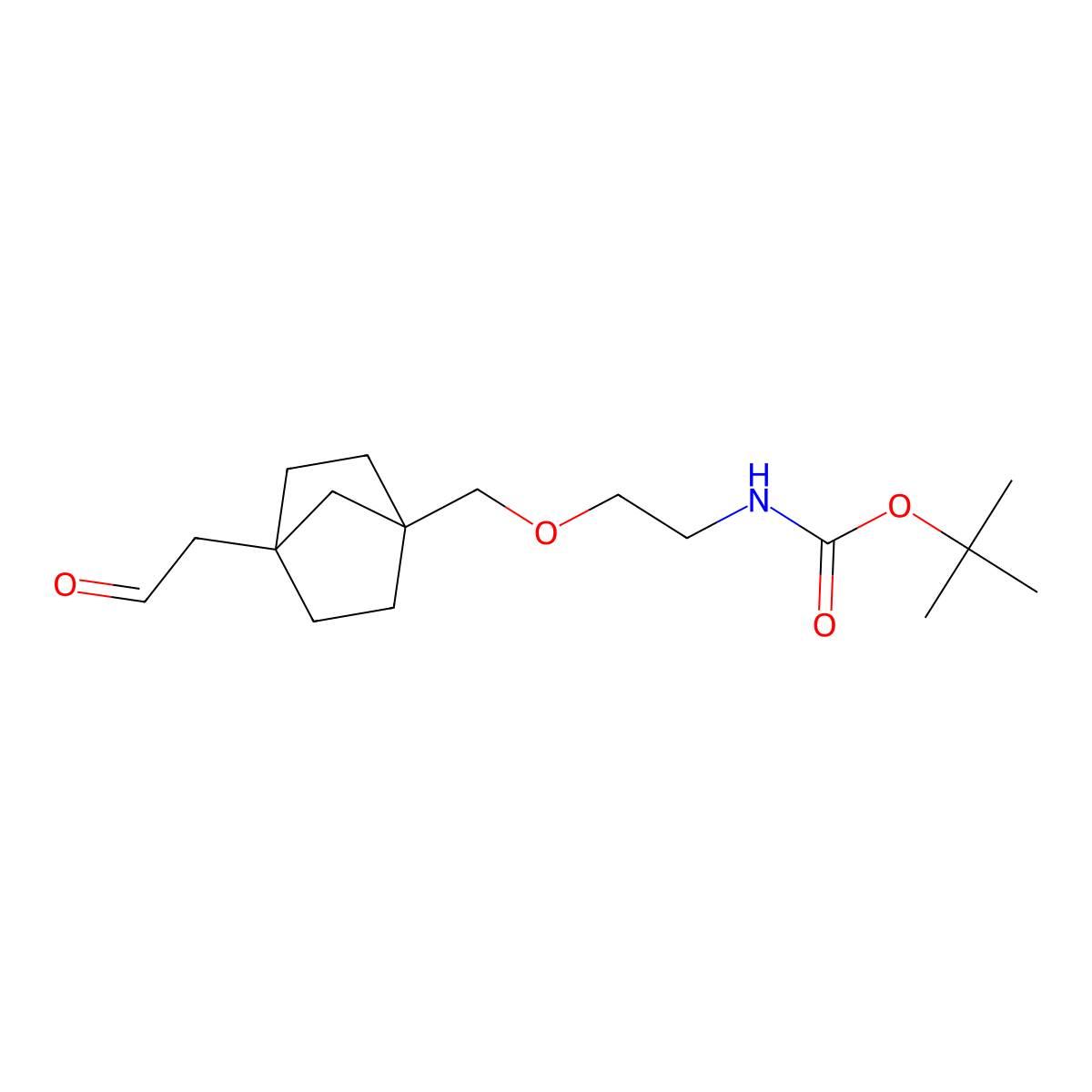 2-[4-[[2-(Boc-amino)ethoxy]methyl]bicyclo[2.2.1]heptan-1-YL]acetaldehyde molecular structure, CAS 3023005-33-3