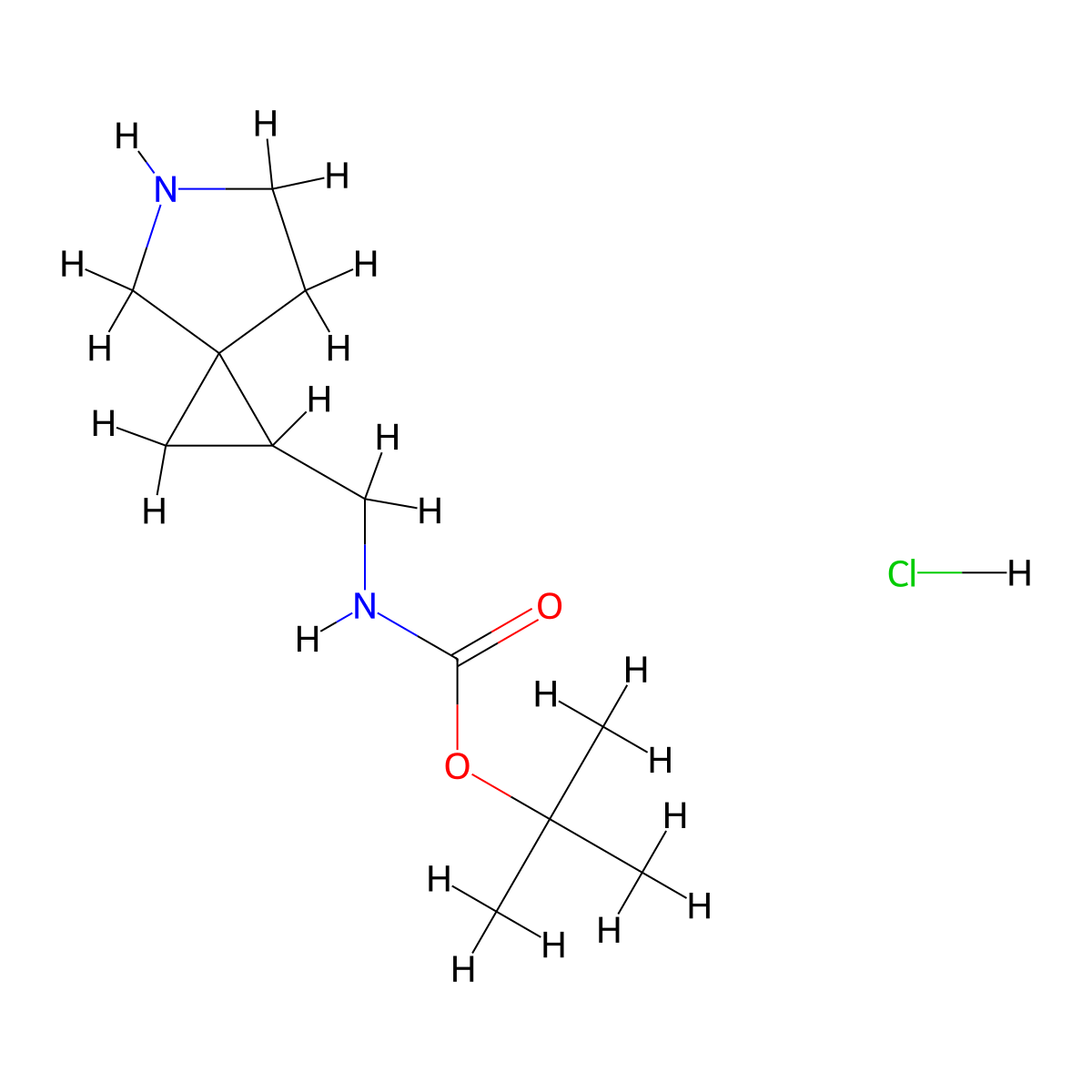 tert-butyl N-(5-azaspiro[2.4]heptan-2-ylmethyl)carbamate hydrochloride molecular structure, CAS 3023062-15-6