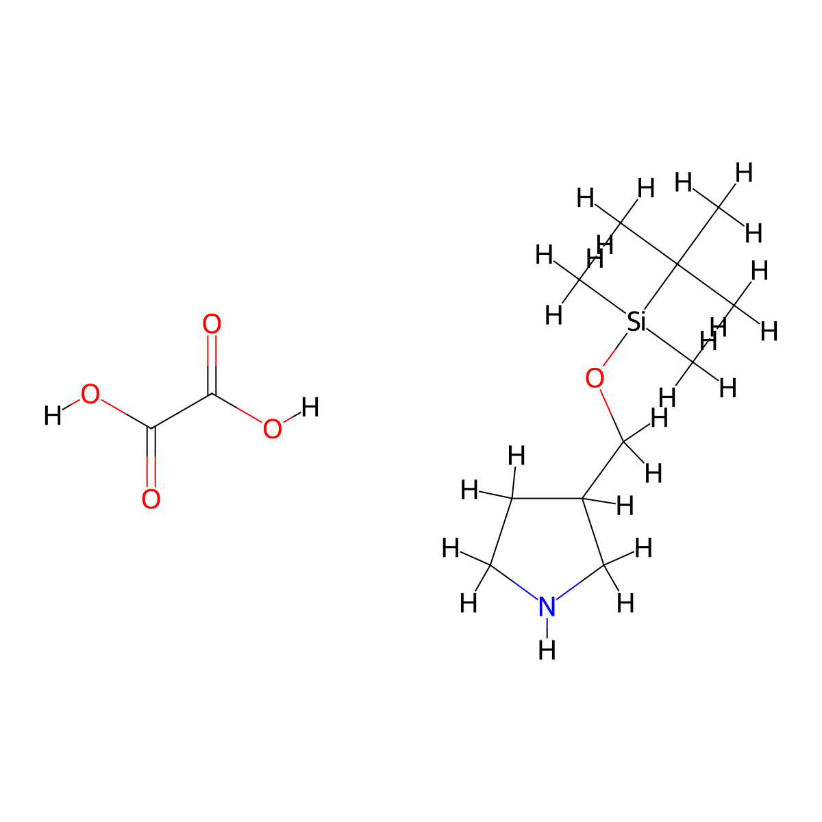 Tert-butyl-dimethyl-(pyrrolidin-3-ylmethoxy)silane oxalic acid molecular structure, CAS 3023063-40-0