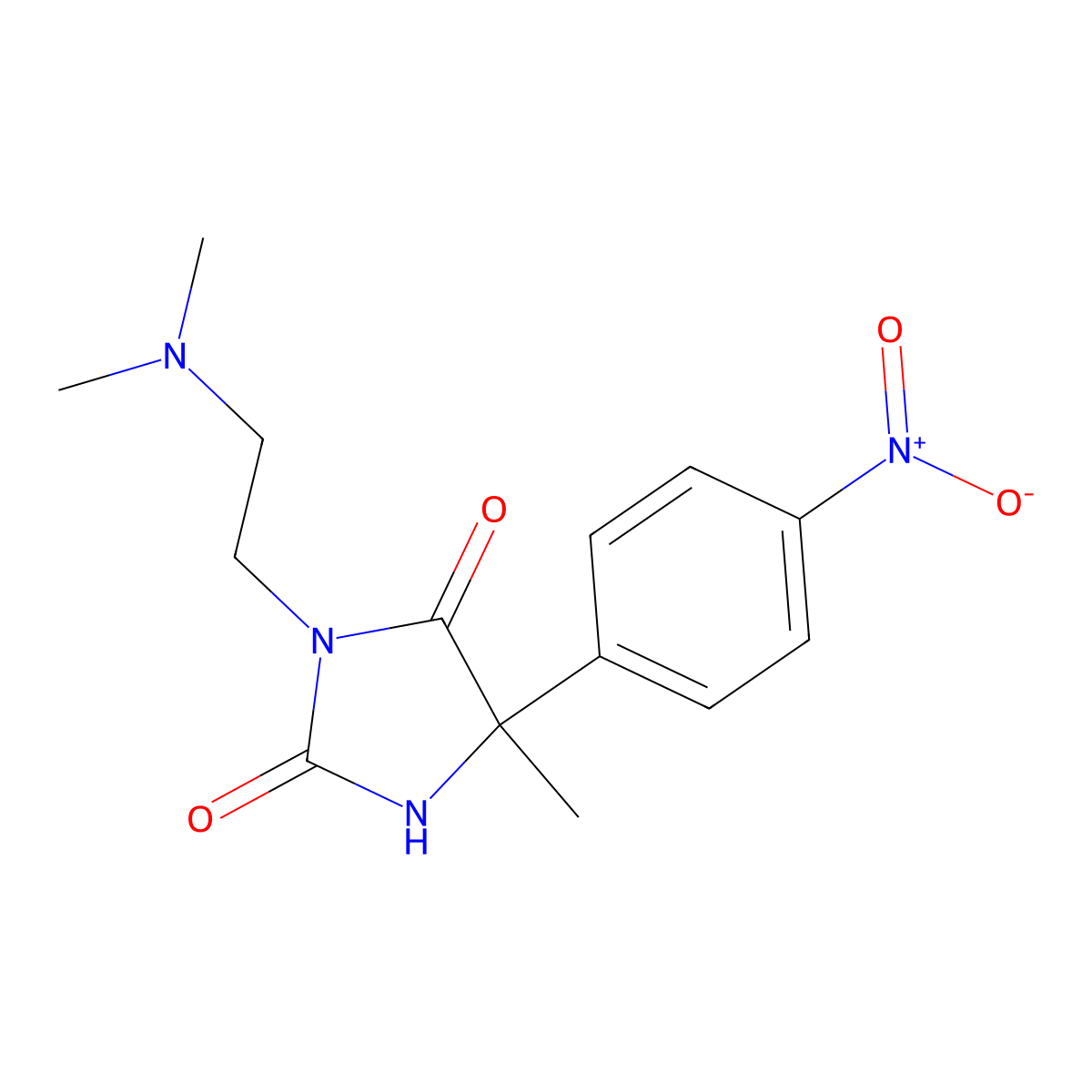 3-(2-(Dimethylamino)ethyl)-5-methyl-5-(4-nitrophenyl)imidazolidine-2,4-dione molecular structure, CAS 302323-12-2