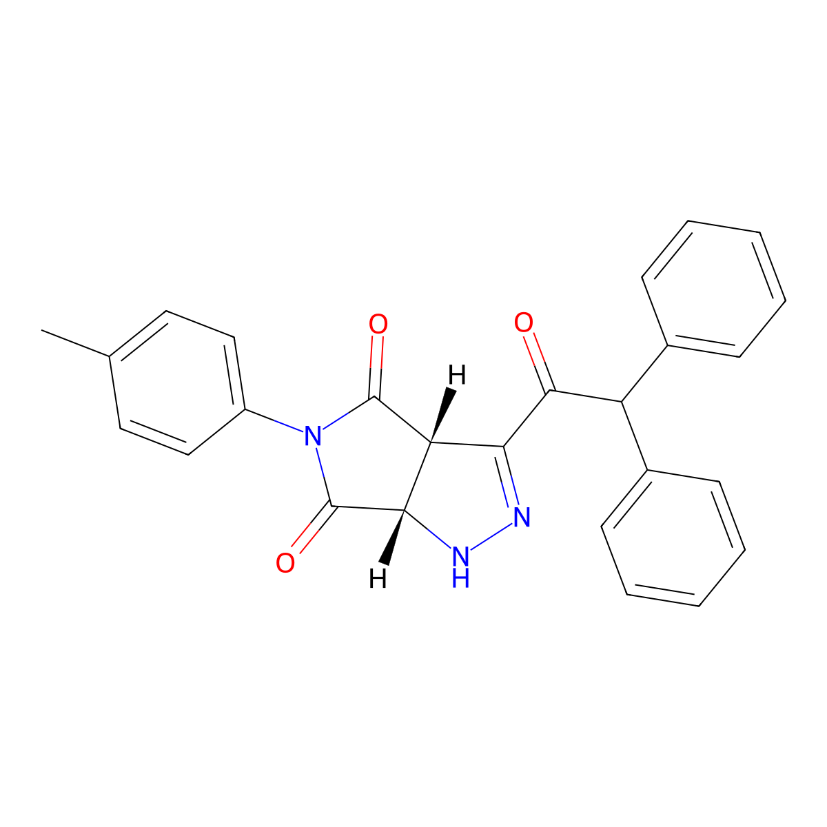 (3aS,6aS)-3-Diphenylacetyl-5-p-tolyl-3a,6a-dihydro-1H-pyrrolo[3,4-c]pyrazole-4,6-dione molecular structure, CAS 302323-13-3