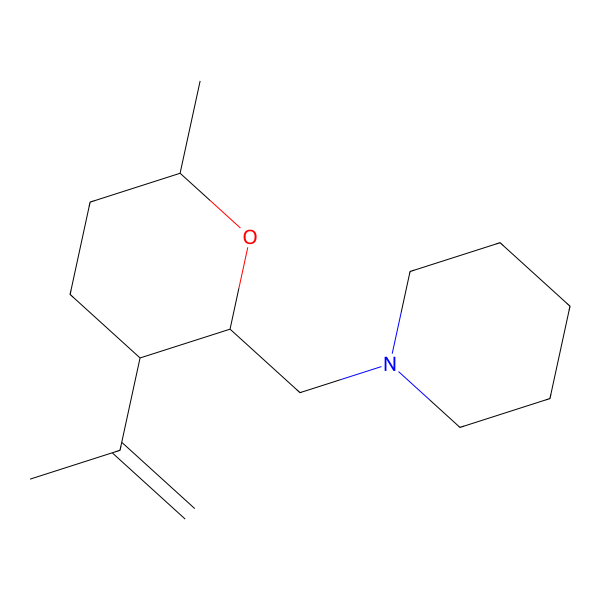 1-[(6-Methyl-3-prop-1-en-2-yloxan-2-yl)methyl]piperidine molecular structure, CAS 302323-23-5