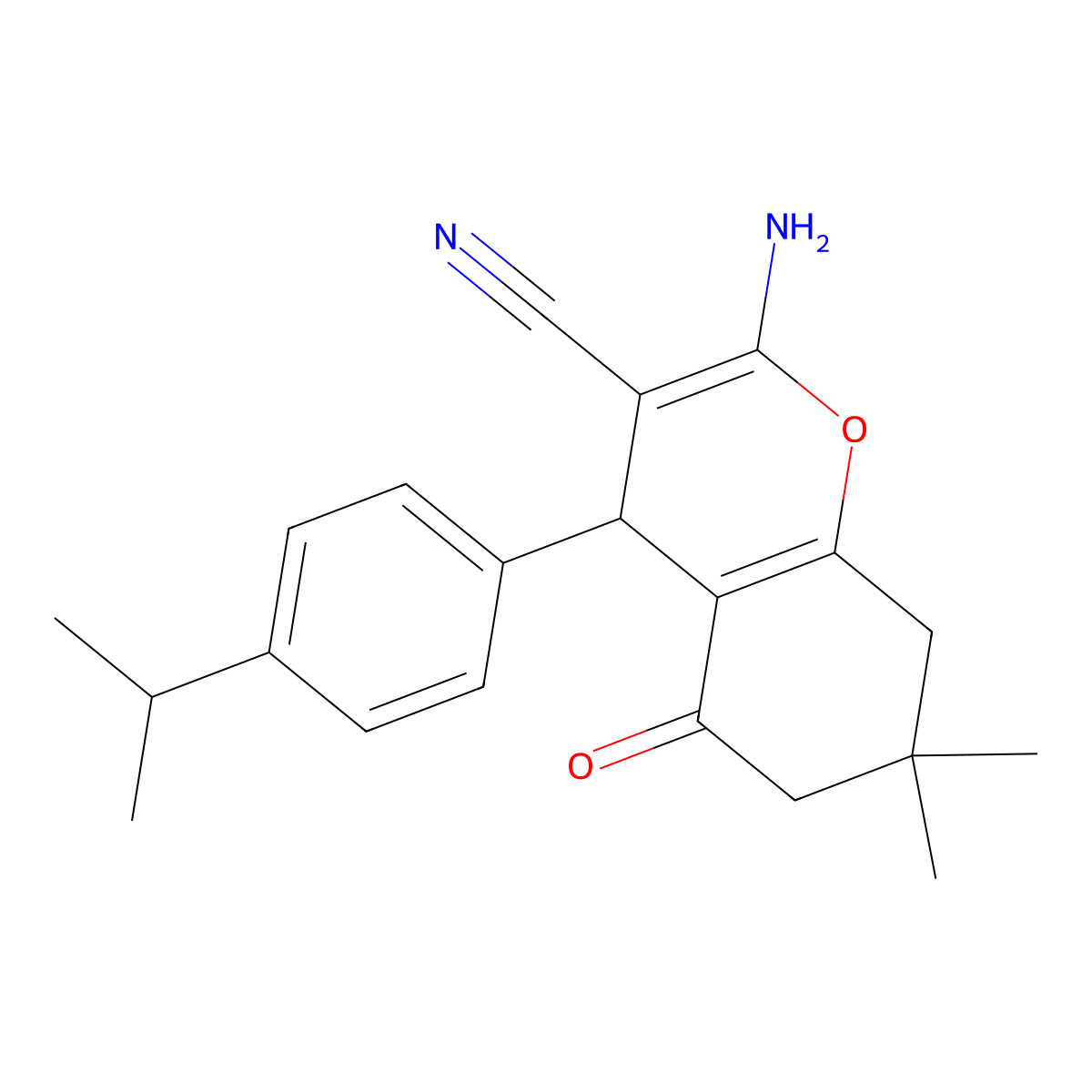 2-amino-4-(4-isopropylphenyl)-7,7-dimethyl-5-oxo-5,6,7,8-tetrahydro-4H-chromene-3-carbonitrile molecular structure, CAS 302323-31-5