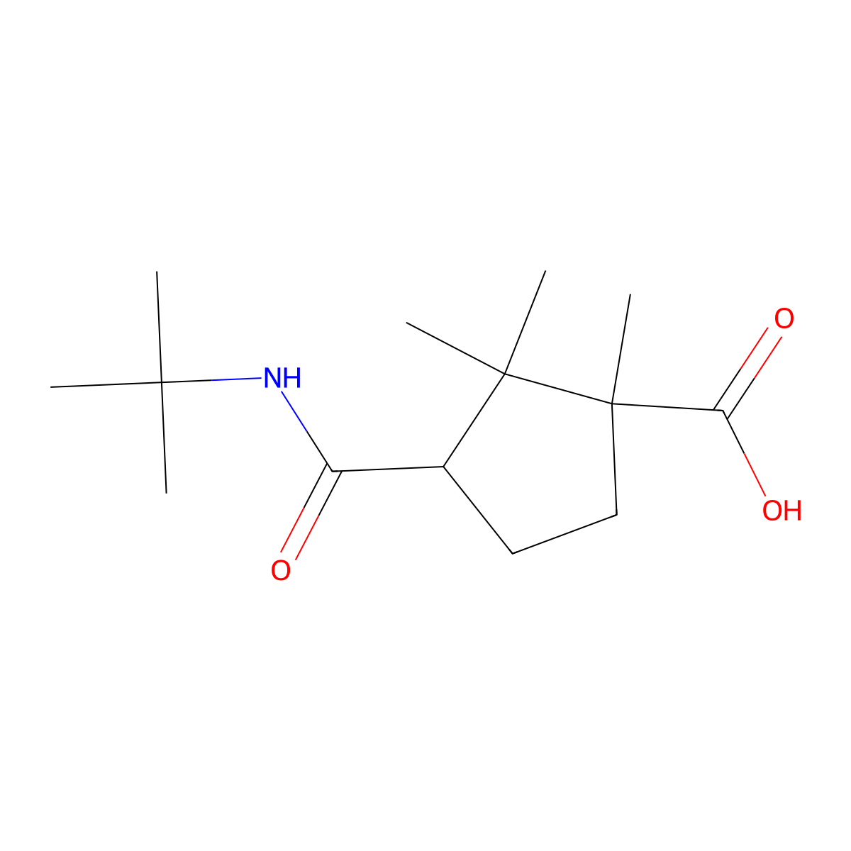 3-(Tert-butylcarbamoyl)-1,2,2-trimethylcyclopentanecarboxylic acid molecular structure, CAS 302325-97-9