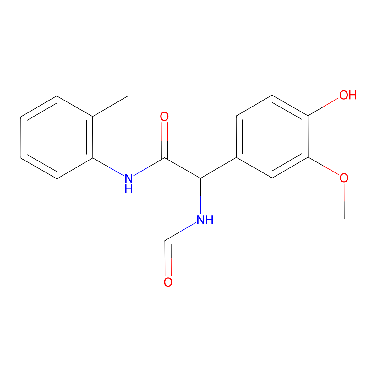 N-(2,6-dimethylphenyl)-2-formamido-2-(4-hydroxy-3-methoxyphenyl)acetamide molecular structure, CAS 302326-06-3