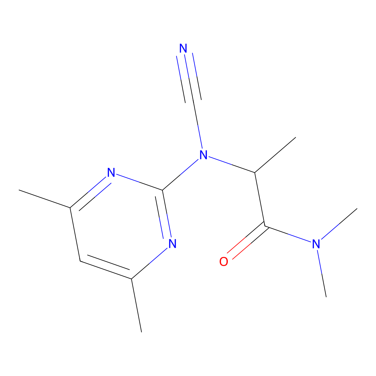 2-[cyano-(4,6-dimethylpyrimidin-2-yl)amino]-N,N-dimethylpropanamide molecular structure, CAS 302332-34-9