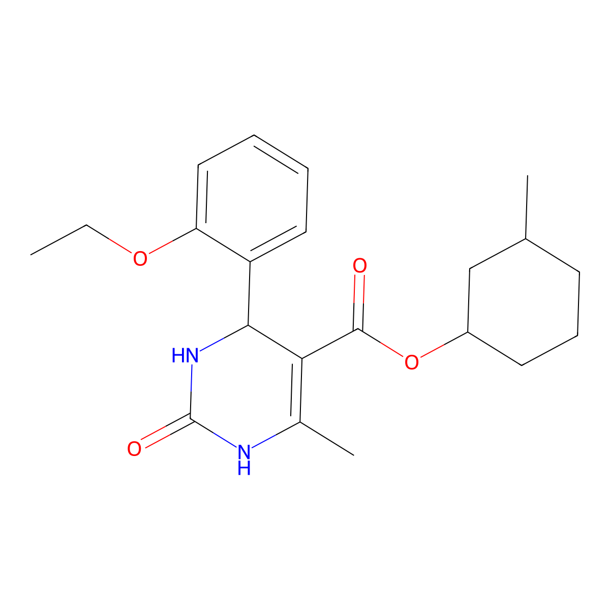 3-Methylcyclohexyl 4-(2-ethoxyphenyl)-6-methyl-2-oxo-1,2,3,4-tetrahydropyrimidine-5-carboxylate molecular structure, CAS 302332-36-1