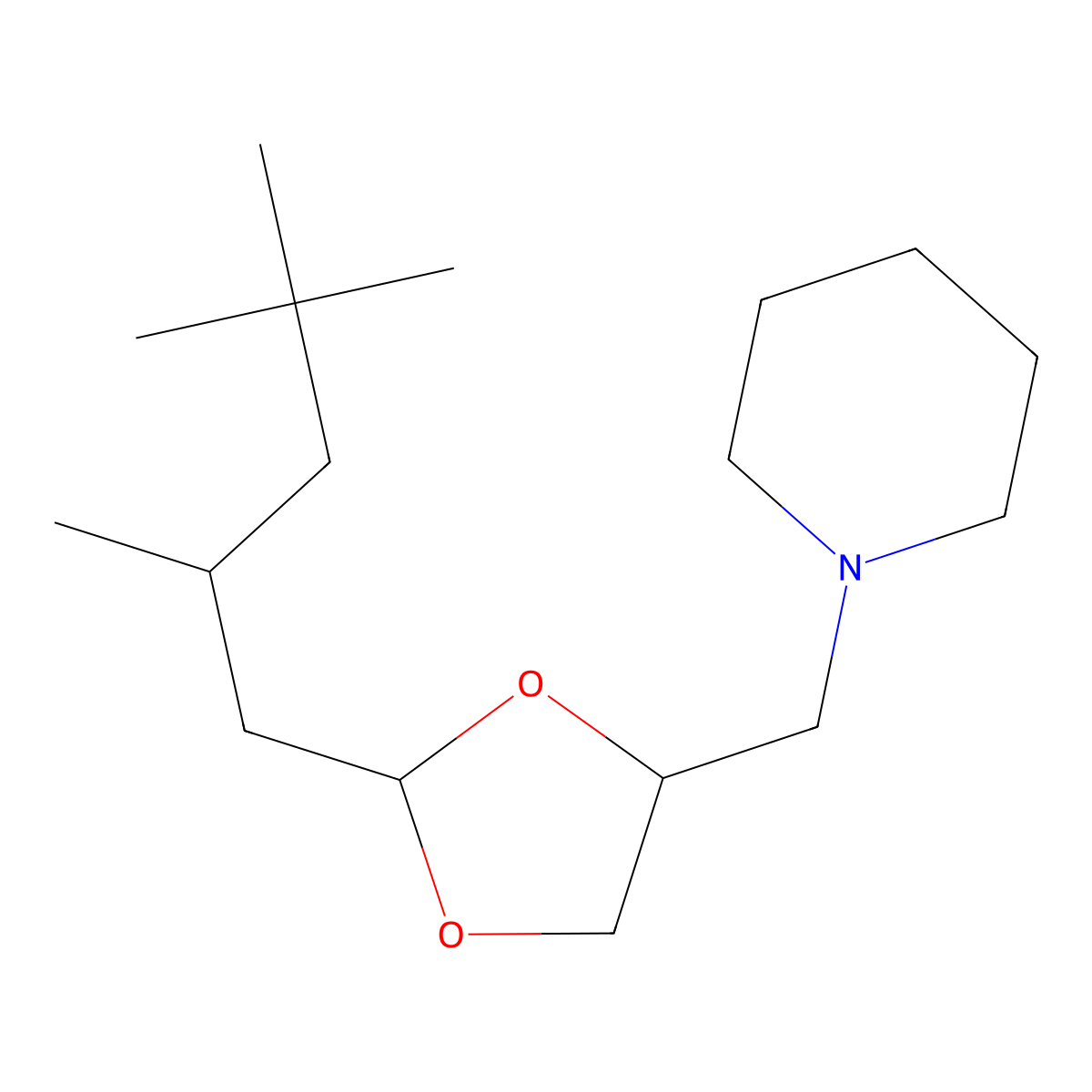 1-[[2-(2,4,4-Trimethylpentyl)-1,3-dioxolan-4-yl]methyl]piperidine molecular structure, CAS 302332-45-2