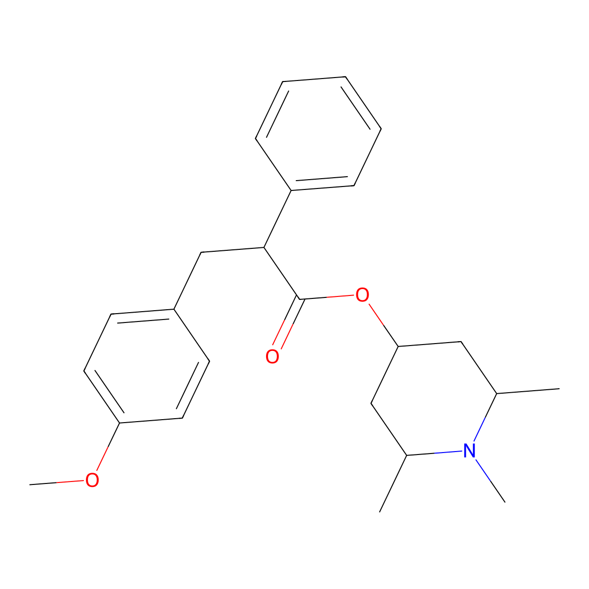 1,2,6-Trimethylpiperidin-4-yl 3-(4-methoxyphenyl)-2-phenylpropanoate molecular structure, CAS 302333-57-9