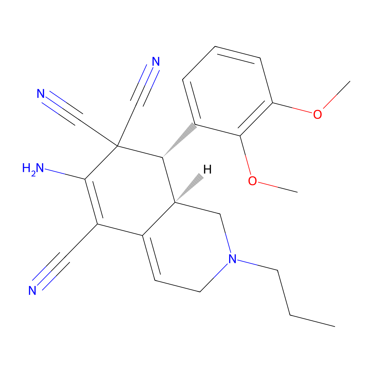 (8R,8aR)-6-amino-8-(2,3-dimethoxyphenyl)-2-propyl-1,3,8,8a-tetrahydroisoquinoline-5,7,7-tricarbonitrile molecular structure, CAS 302333-67-1