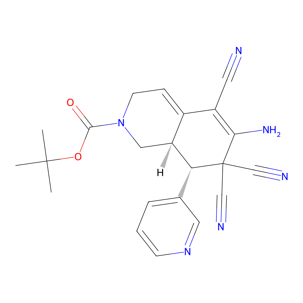 tert-butyl 6-amino-5,7,7-tricyano-8-(3-pyridinyl)-3,7,8,8a-tetrahydro-2(1H)-isoquinolinecarboxylate molecular structure, CAS 302333-71-7