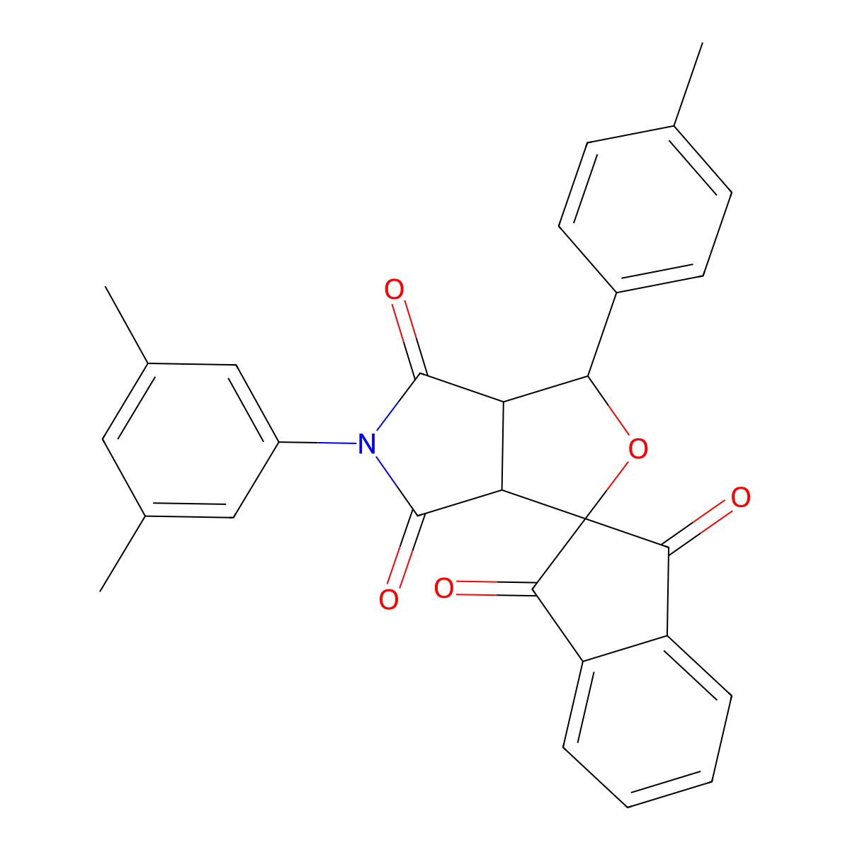 5-(3,5-dimethylphenyl)-3-(4-methylphenyl)-3a,6a-dihydrospiro[furo[3,4-c]pyrrole-1,2'-indene]-1',3',4,6(3H,5H)-tetrone molecular structure, CAS 302344-82-7