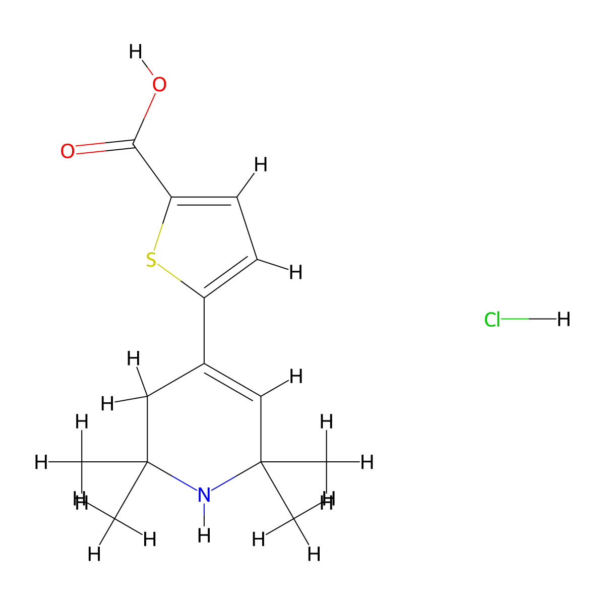 5-(2,2,6,6-Tetramethyl-1,2,3,6-tetrahydro-pyridin-4-YL)-thiophene-2-carboxylic acid hydrochloride molecular structure, CAS 302354-29-6