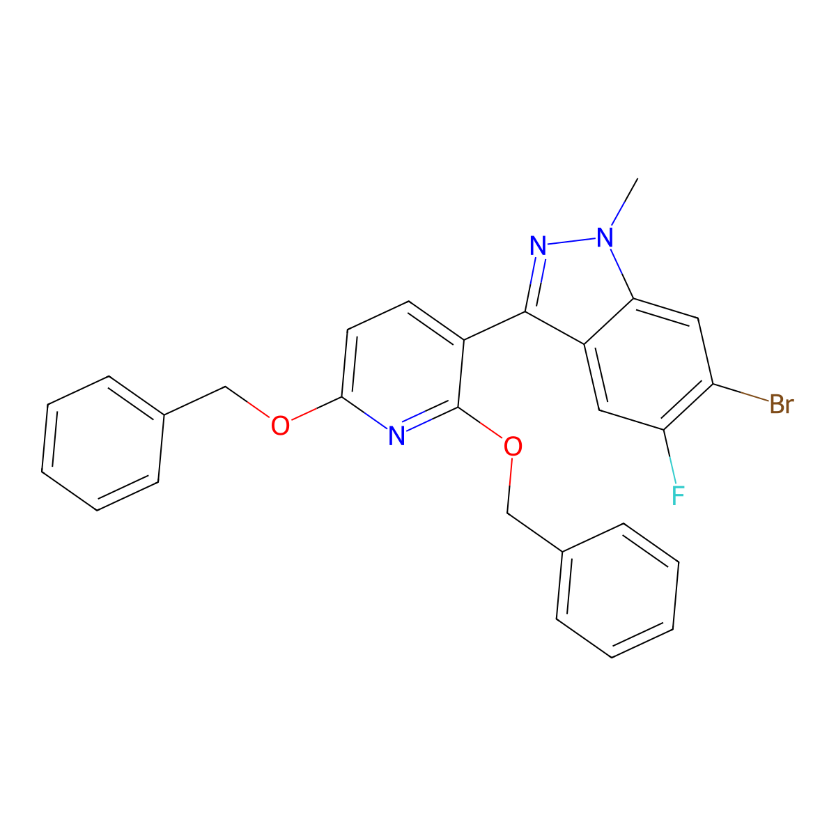 6-Bromo-3-(2,6-dibenzyloxy-3-pyridyl)-5-fluoro-1-methyl-indazole molecular structure, CAS 3023574-91-3