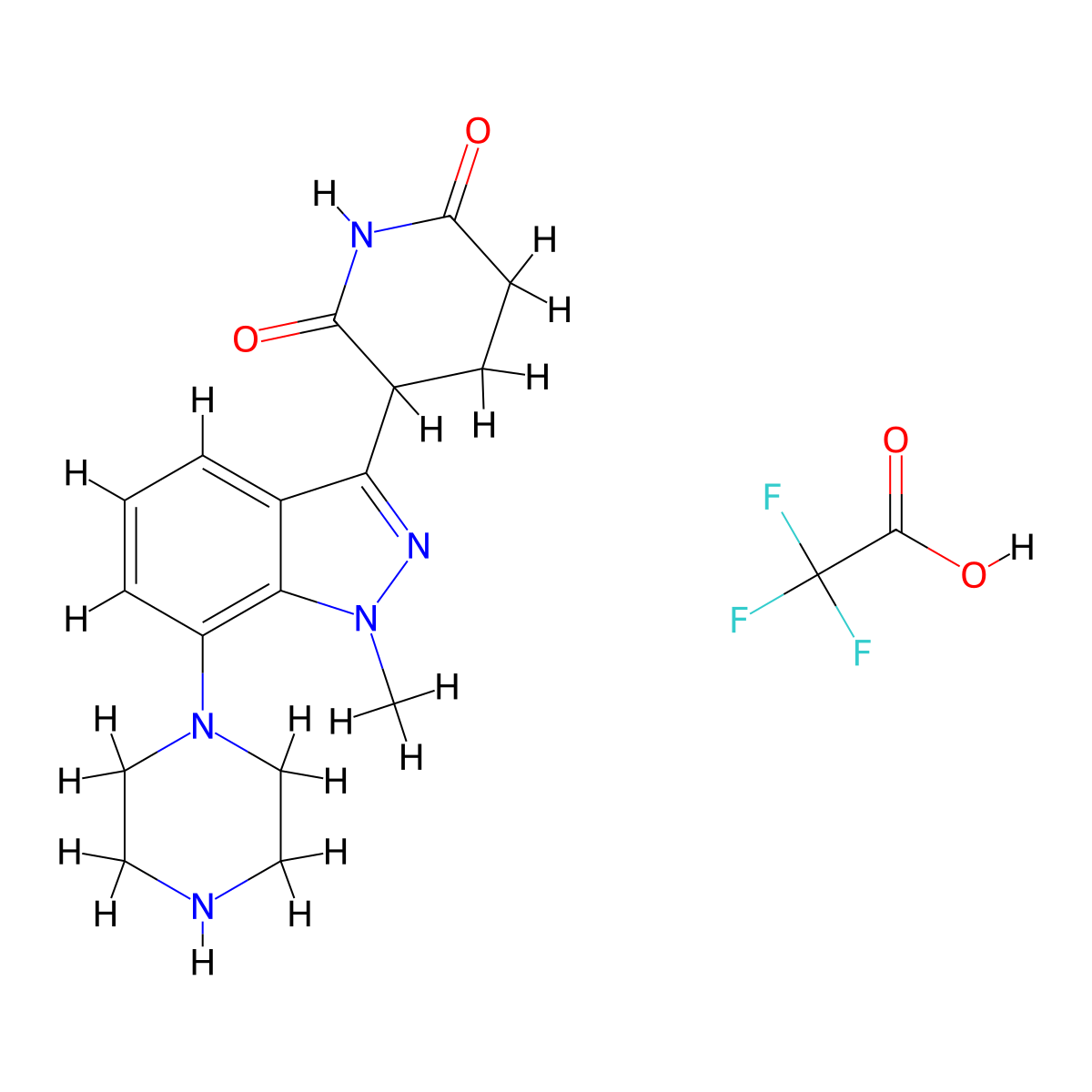 3-(1-Methyl-7-(piperazin-1-YL)-1H-indazol-3-YL)piperidine-2,6-dione trifluoroacetate molecular structure, CAS 3023576-73-7