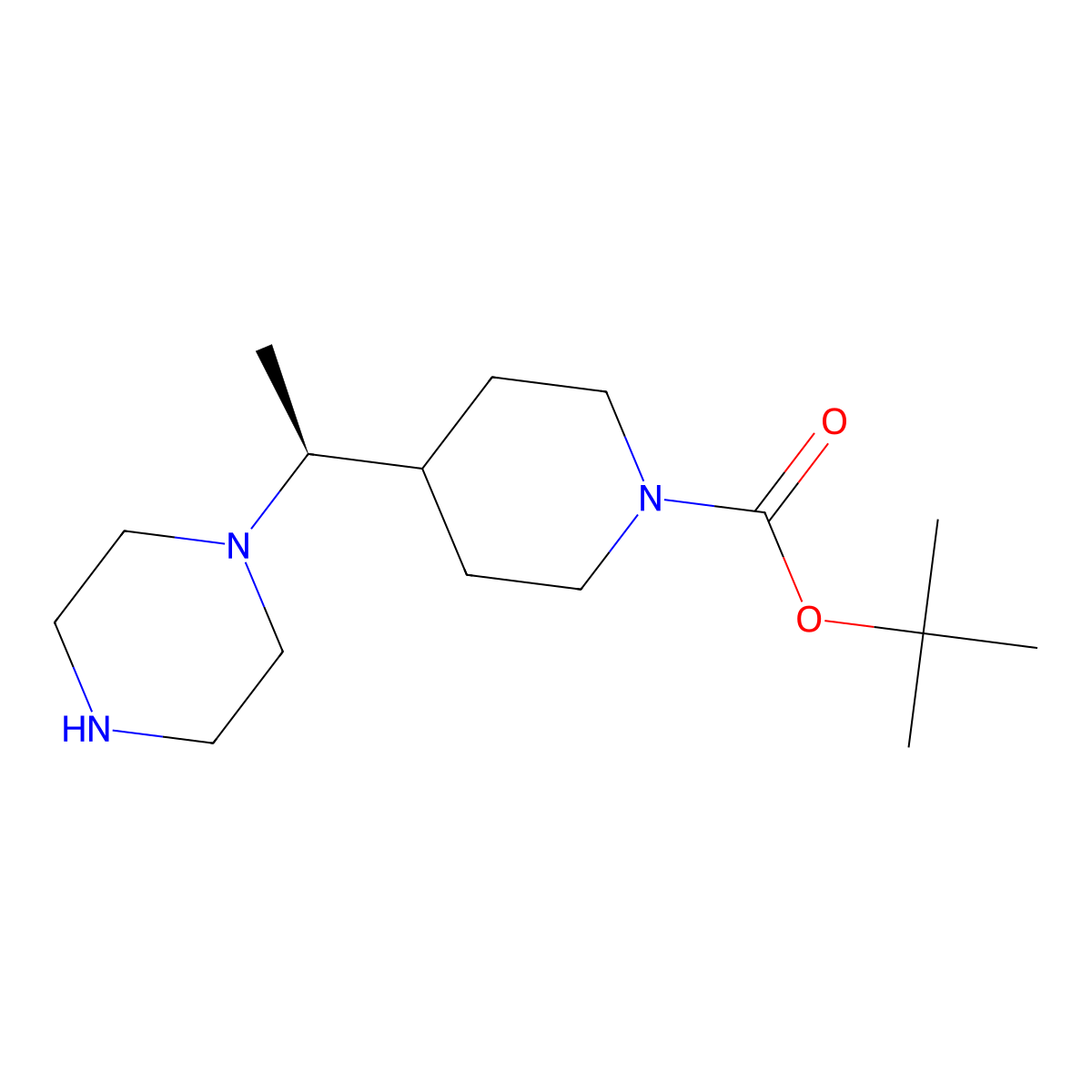 tert-butyl 4-[(1S)-1-(piperazin-1-yl)ethyl]piperidine-1-carboxylate molecular structure, CAS 3023579-69-0