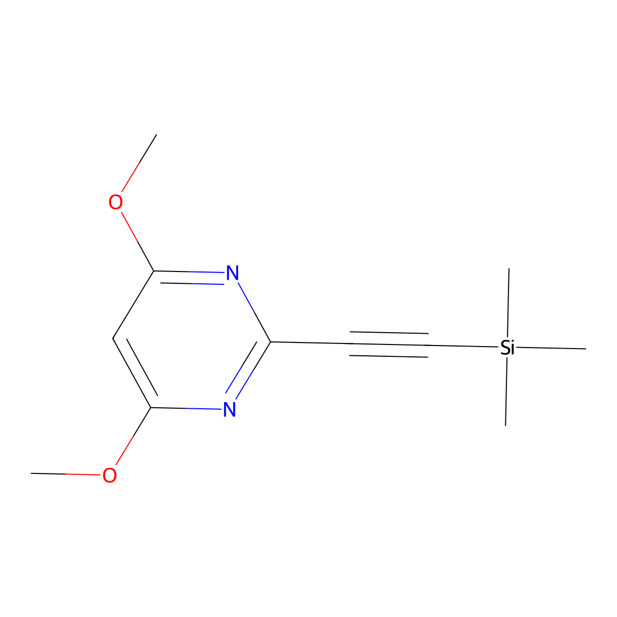 4,6-Dimethoxy-2-((trimethylsilyl)ethynyl)pyrimidine molecular structure, CAS 3023836-22-5