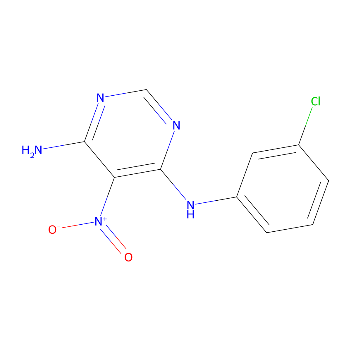 N4-(3-chlorophenyl)-5-nitropyrimidine-4,6-diamine molecular structure, CAS 30240-84-7