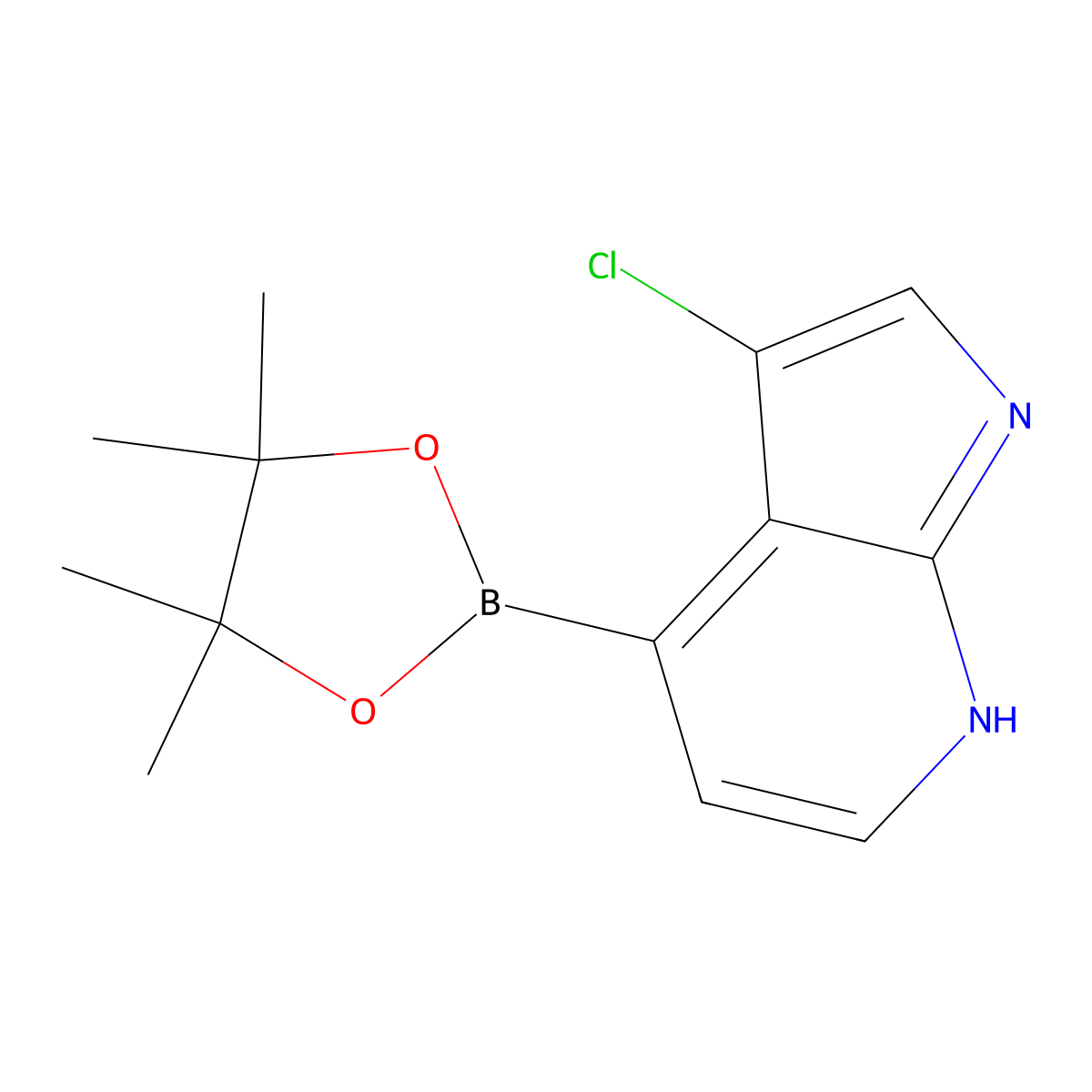 3-chloro-4-(tetramethyl-1,3,2-dioxaborolan-2-yl)-1H-pyrrolo[2,3-b]pyridine molecular structure, CAS 3024015-59-3