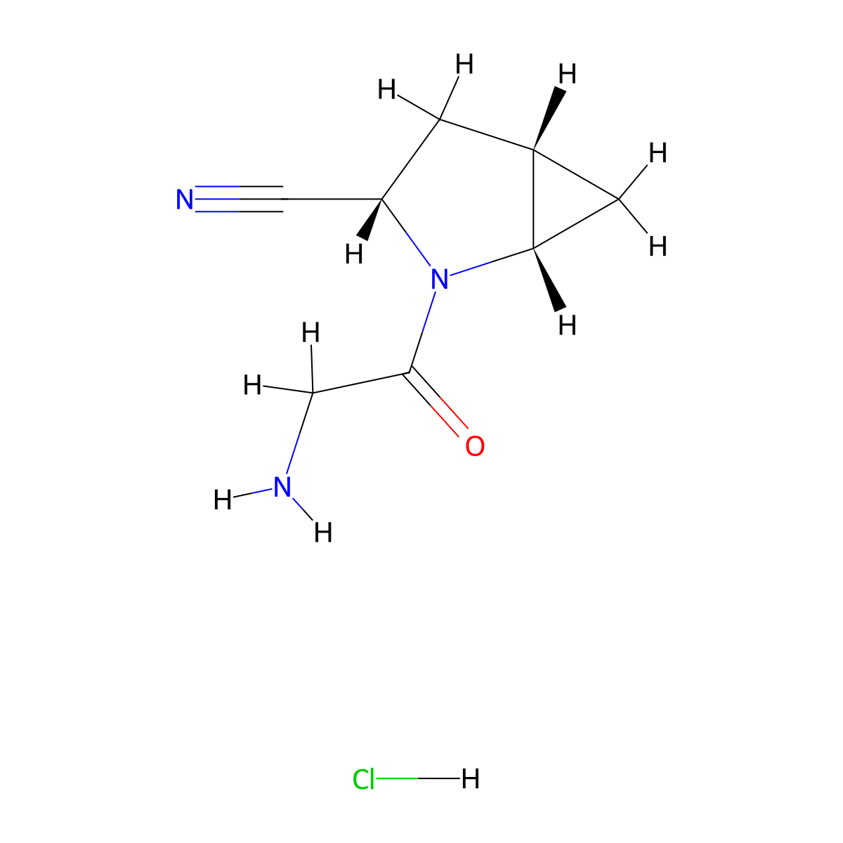 (1S,3S,5S)-2-Glycyl-2-azabicyclo[3.1.0]hexane-3-carbonitrile hydrochloride molecular structure, CAS 3024026-21-6