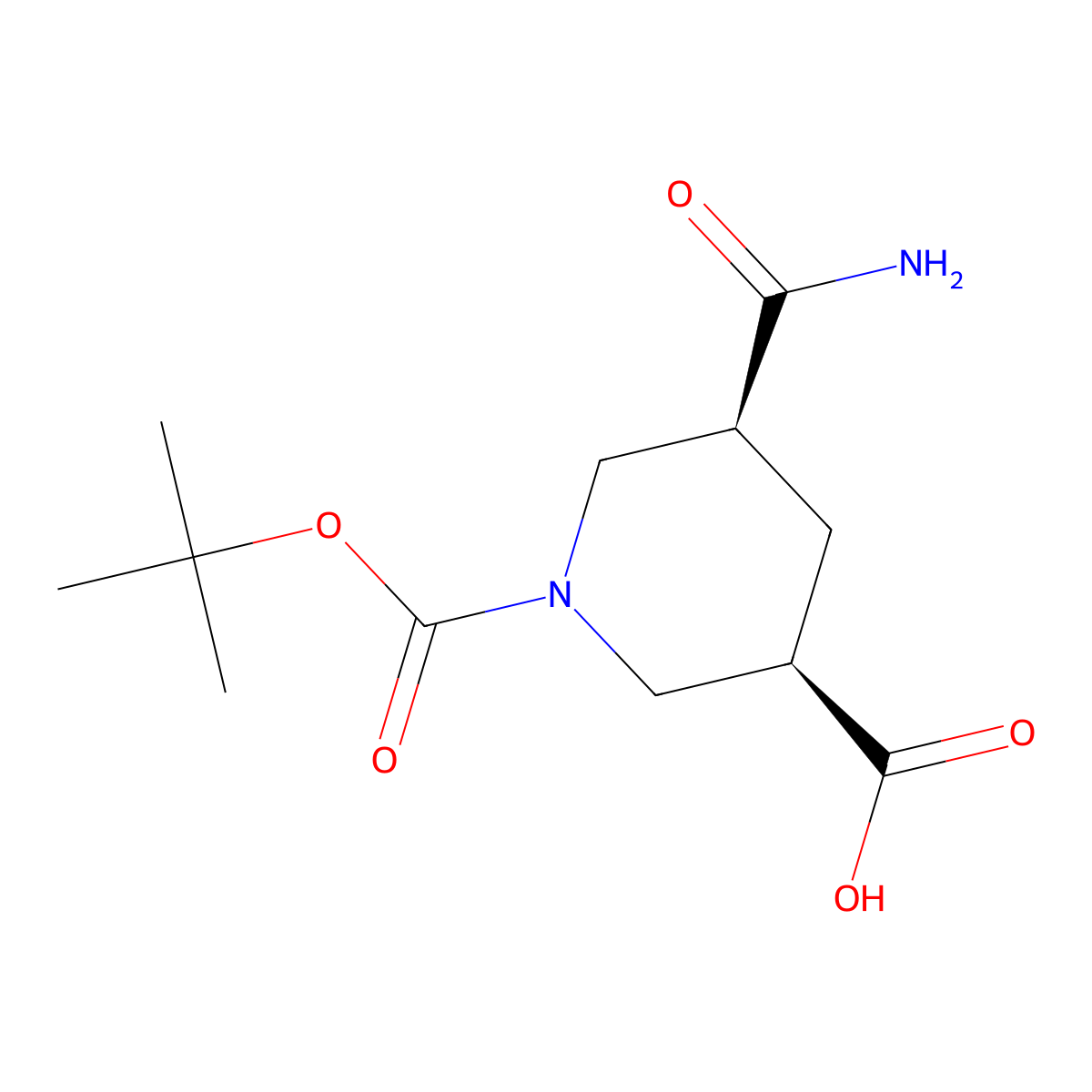rac-(3R,5S)-1-[(tert-butoxy)carbonyl]-5-carbamoylpiperidine-3-carboxylic acid molecular structure, CAS 3024068-83-2