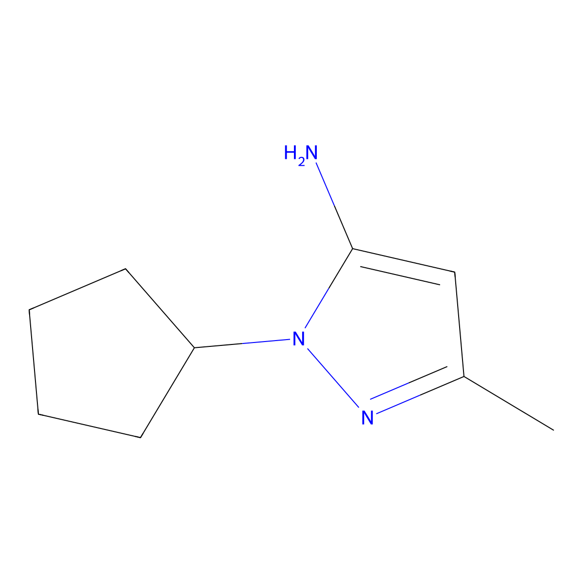 1-Cyclopentyl-3-methyl-1H-pyrazol-5-amine molecular structure, CAS 30241-37-3
