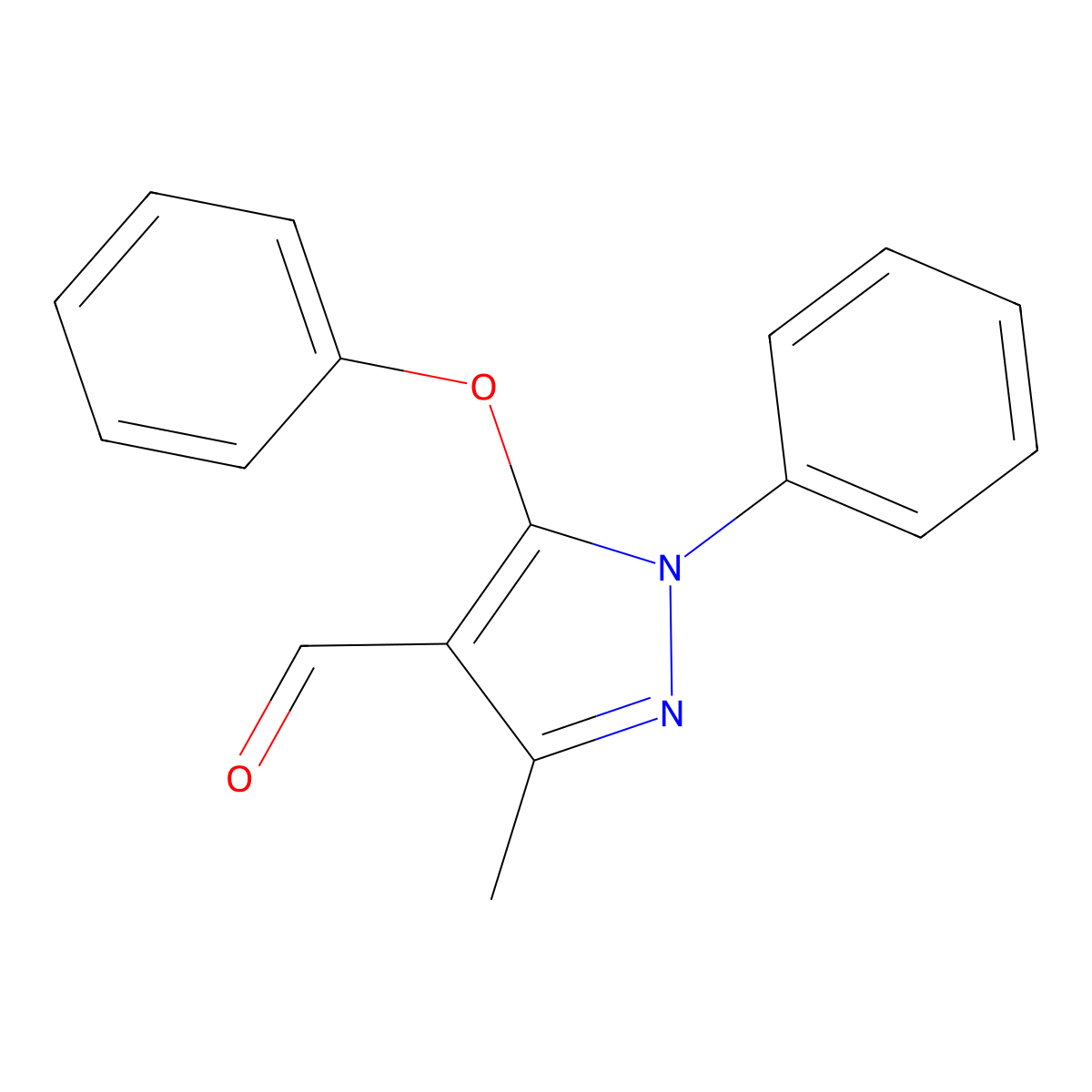 3-methyl-5-phenoxy-1-phenyl-1H-pyrazole-4-carbaldehyde molecular structure, CAS 30241-46-4