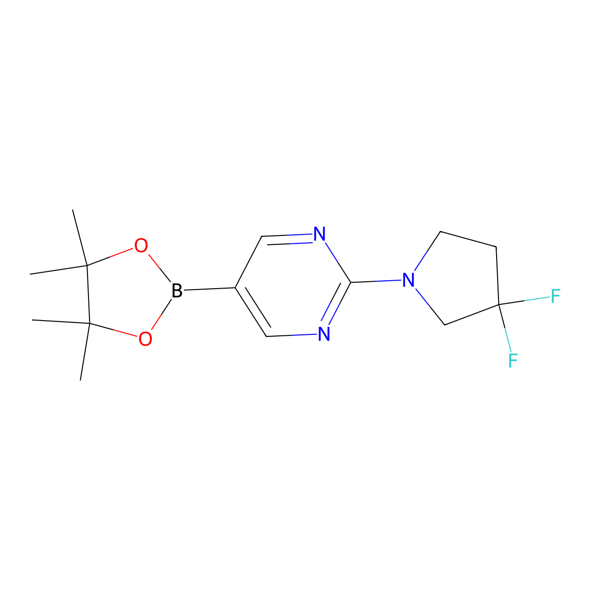 2-(3,3-Difluoropyrrolidin-1-yl)-5-(4,4,5,5-tetramethyl-1,3,2-dioxaborolan-2-yl)pyrimidine molecular structure, CAS 3024374-00-0