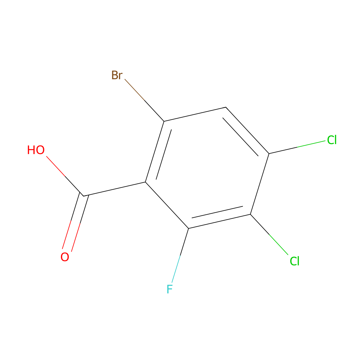 6-Bromo-3,4-dichloro-2-fluorobenzoic acid molecular structure, CAS 3024471-16-4