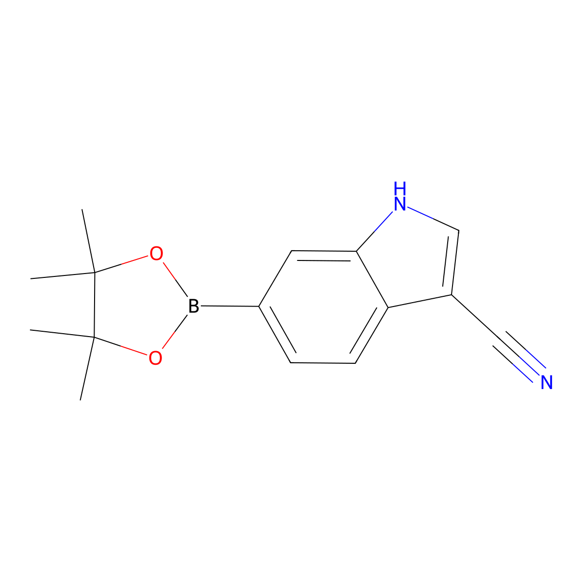 6-(4,4,5,5-Tetramethyl-1,3,2-dioxaborolan-2-YL)-1H-indole-3-carbonitrile molecular structure, CAS 3024547-15-4