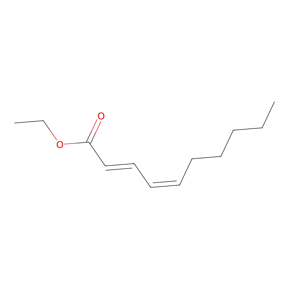 Ethyl 2,4-decadienoate, (2E,4Z)- molecular structure, CAS 3025-30-7