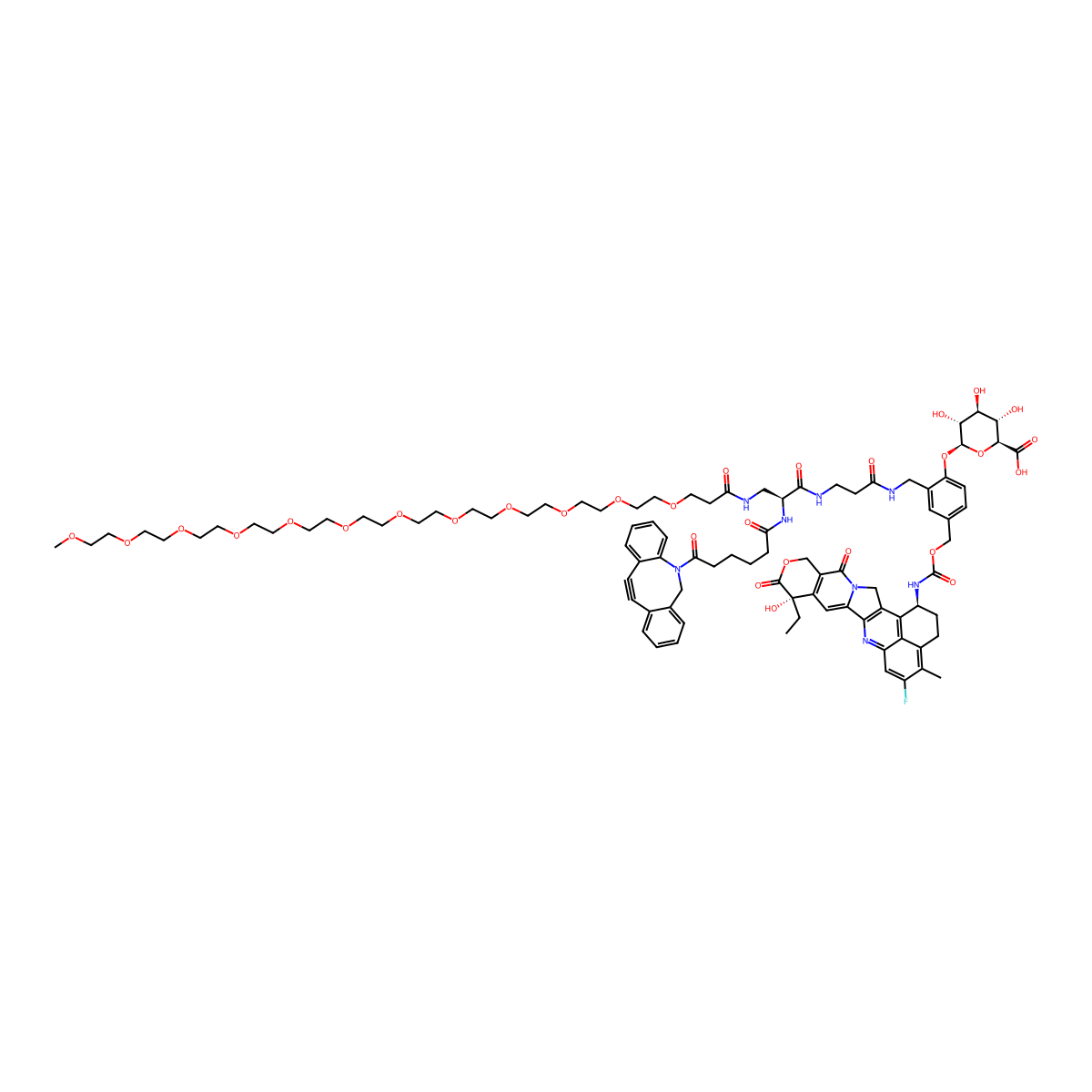 DBCO-|A-Glu-PEG12-Exatecan molecular structure, CAS 3025107-83-6