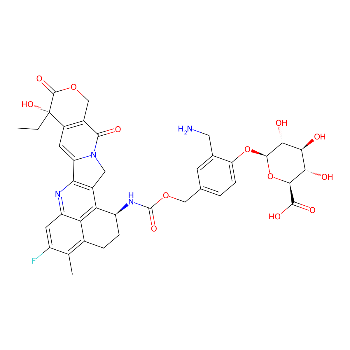 beta-Glu-PAB(CH2NH2)-Exatecan molecular structure, CAS 3025108-11-3