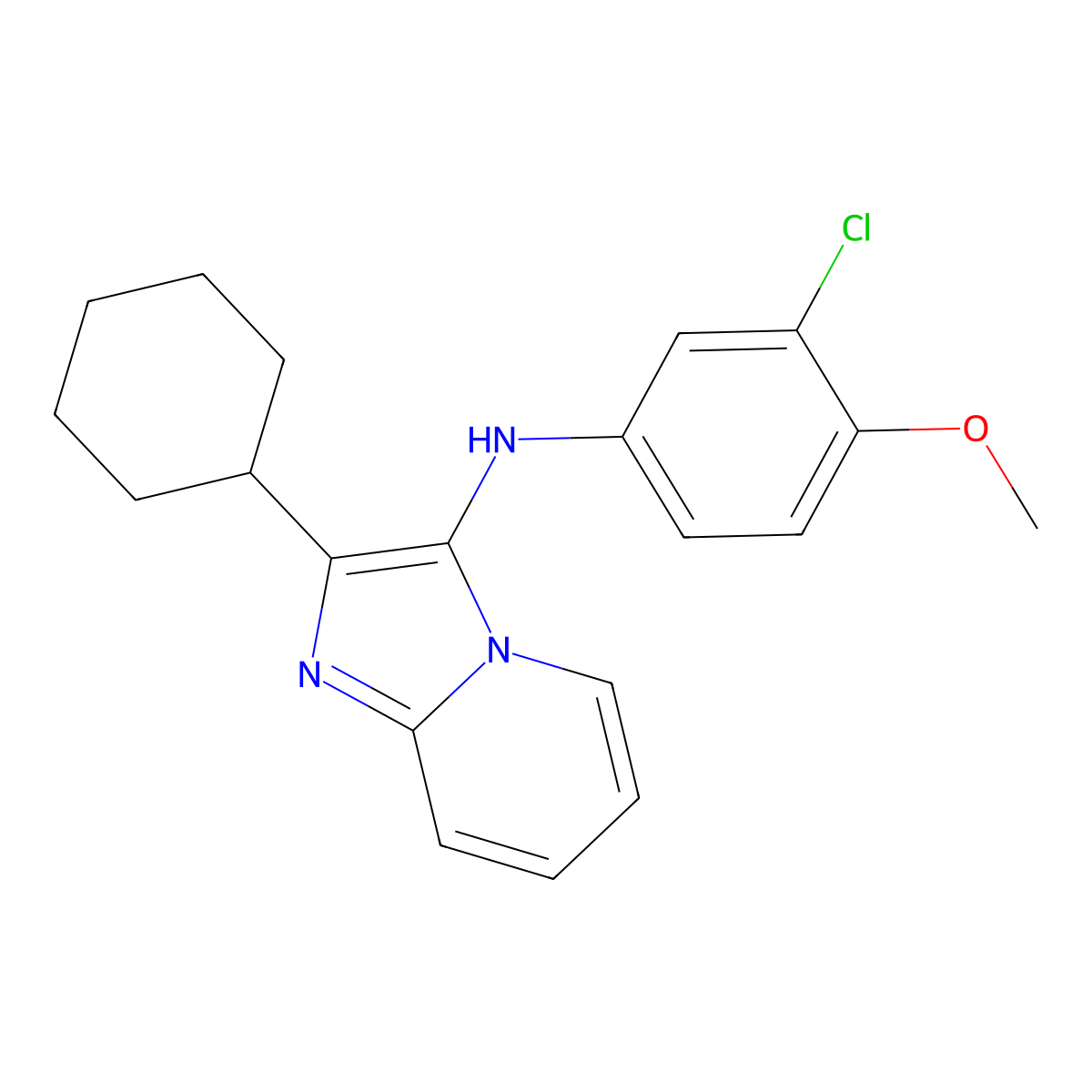 N-(3-chloro-4-methoxyphenyl)-2-cyclohexylimidazo[1,2-a]pyridin-3-amine molecular structure, CAS 3025114-13-7