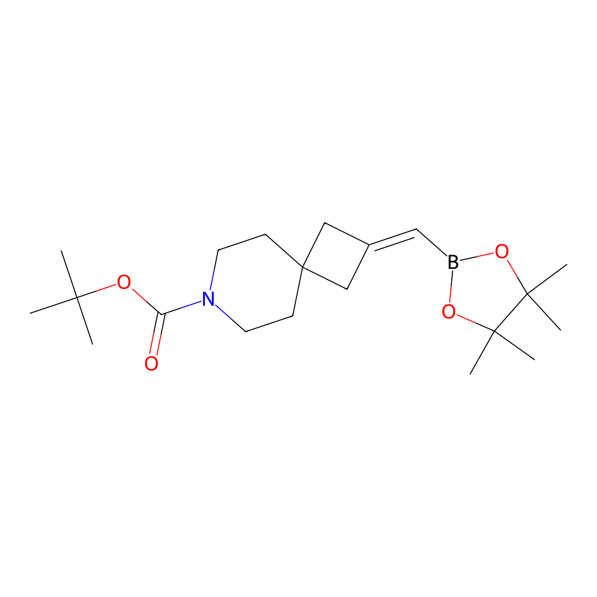 Tert-butyl 2-[(4,4,5,5-tetramethyl-1,3,2-dioxaborolan-2-yl)methylidene]-7-azaspiro[3.5]nonane-7-carboxylate molecular structure, CAS 3025144-78-6