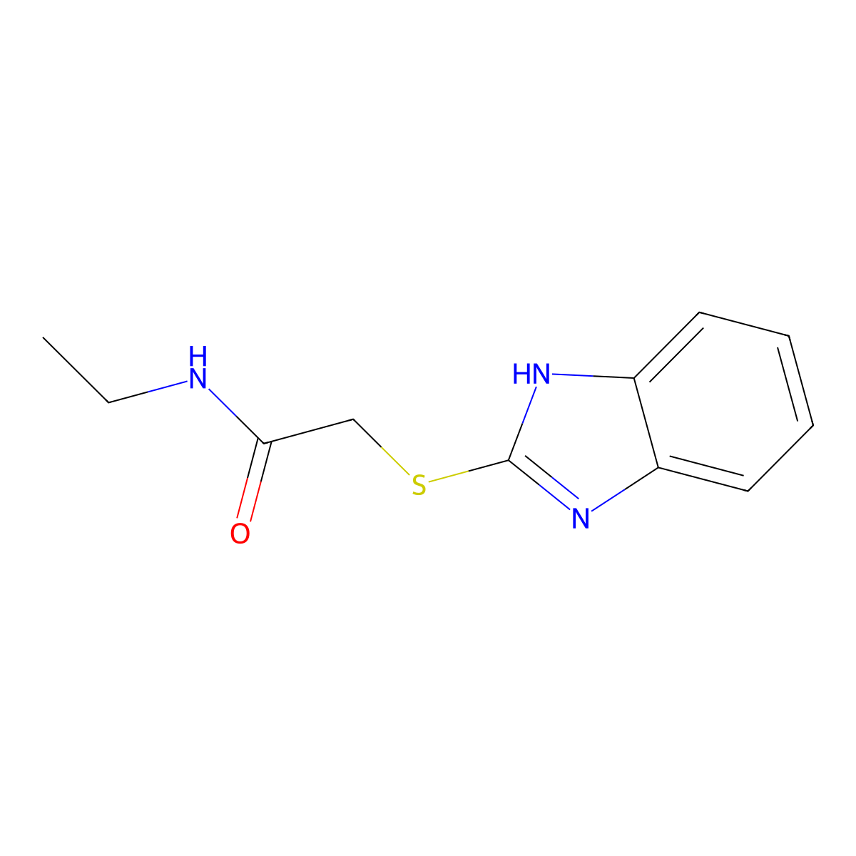 2-(1H-benzimidazol-2-ylsulfanyl)-N-ethylacetamide molecular structure, CAS 30253-05-5