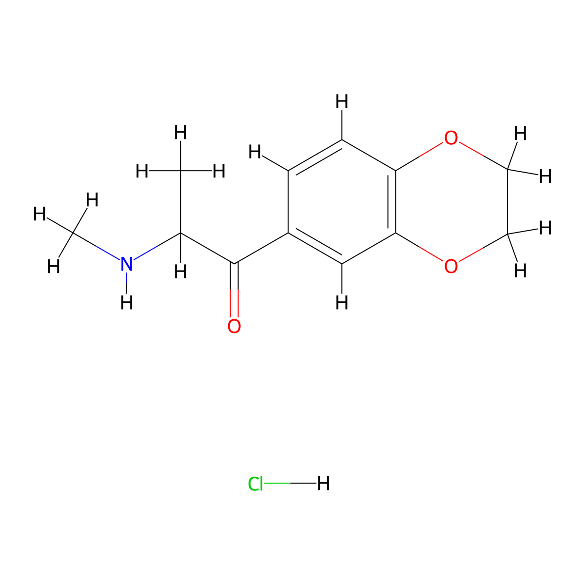 3,4-Ethylenedioxymethcathinone hydrochloride molecular structure, CAS 30253-44-2