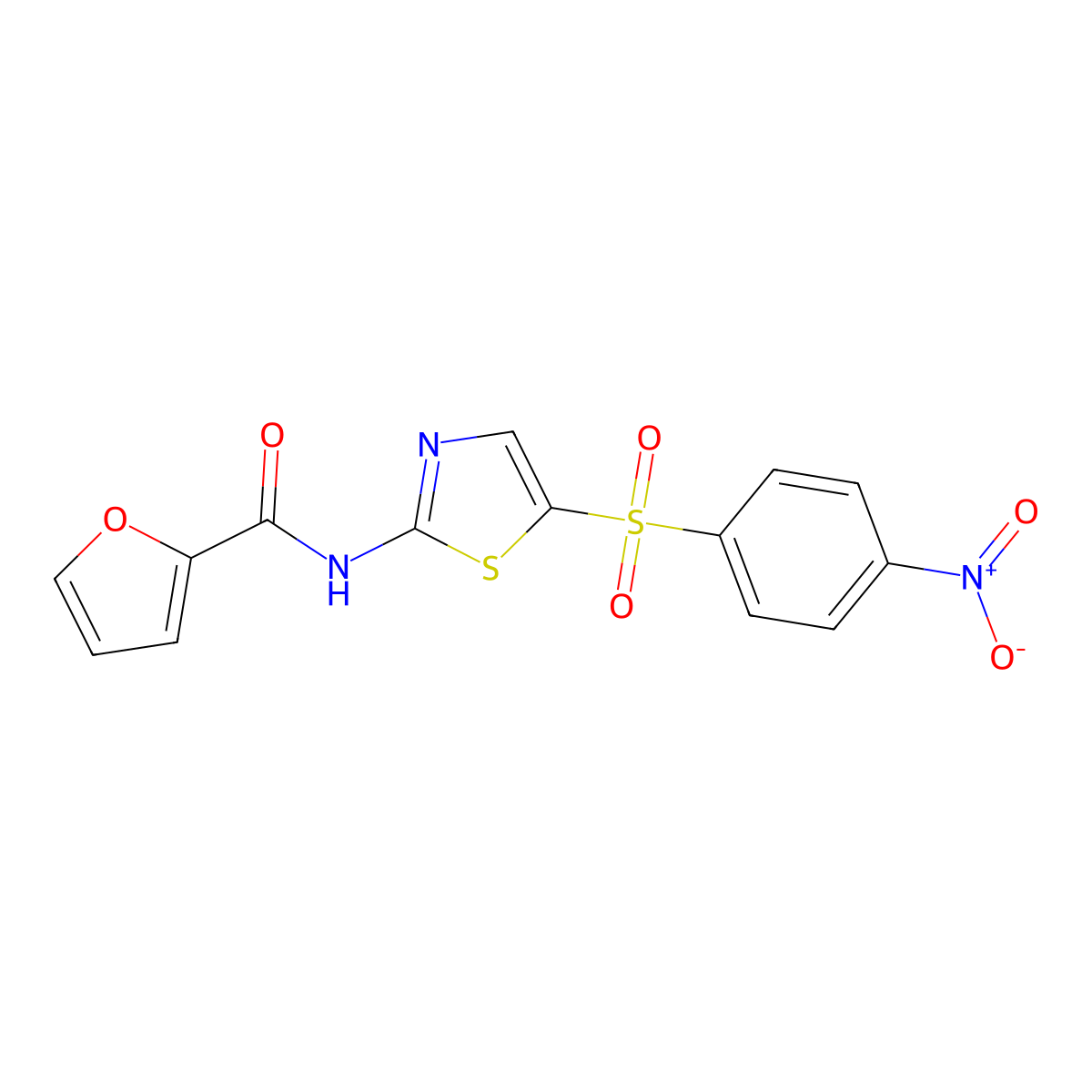 N-[5-(4-nitrobenzenesulfonyl)-1,3-thiazol-2-yl]furan-2-carboxamide molecular structure, CAS 302548-37-4