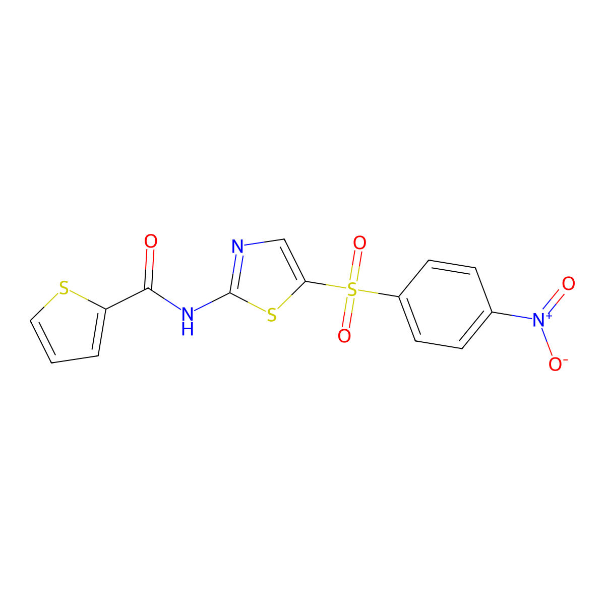 N-[5-(4-nitrophenyl)sulfonyl-1,3-thiazol-2-yl]thiophene-2-carboxamide molecular structure, CAS 302548-38-5