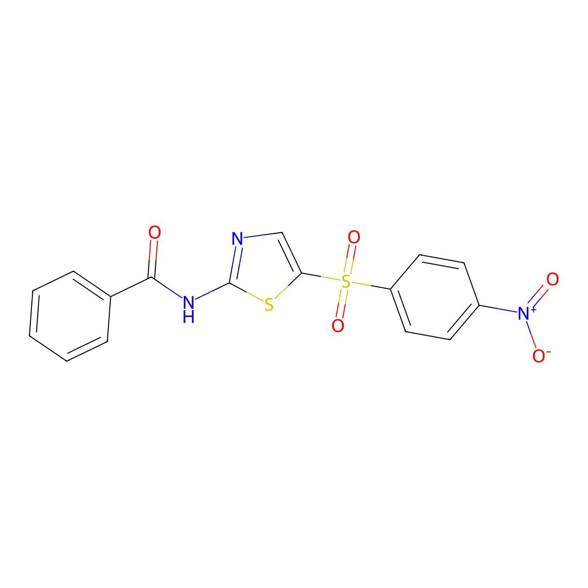 N-(5-((4-nitrophenyl)sulfonyl)thiazol-2-yl)benzamide molecular structure, CAS 302548-39-6