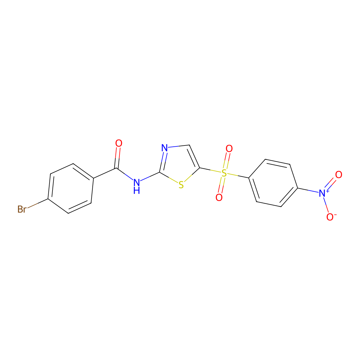 4-bromo-N-(5-((4-nitrophenyl)sulfonyl)thiazol-2-yl)benzamide molecular structure, CAS 302548-43-2
