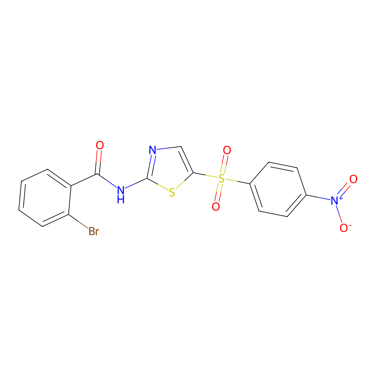 2-bromo-N-(5-((4-nitrophenyl)sulfonyl)thiazol-2-yl)benzamide molecular structure, CAS 302548-44-3
