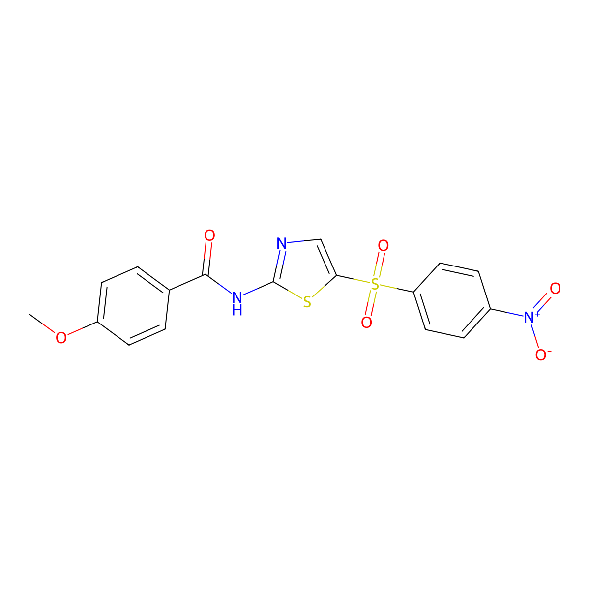 4-methoxy-N-(5-((4-nitrophenyl)sulfonyl)thiazol-2-yl)benzamide molecular structure, CAS 302548-45-4