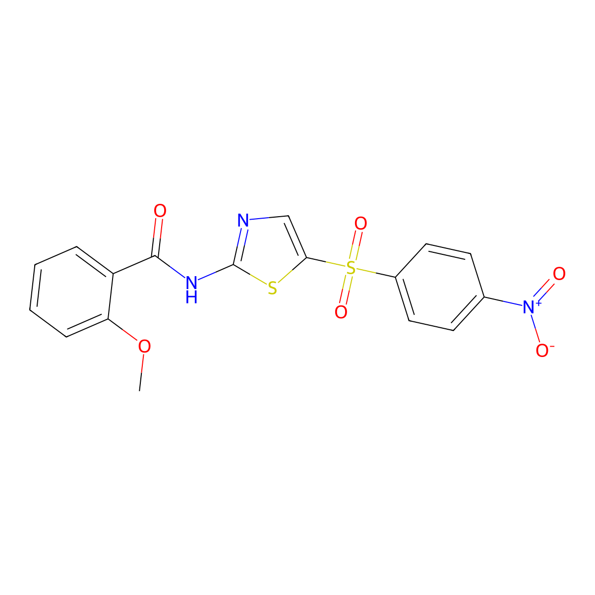 2-methoxy-N-(5-((4-nitrophenyl)sulfonyl)thiazol-2-yl)benzamide molecular structure, CAS 302548-46-5
