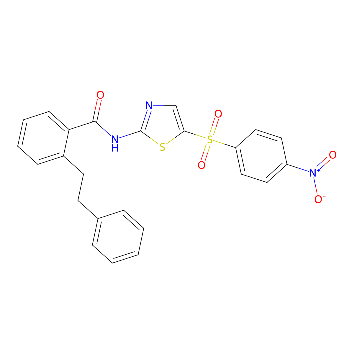 N-(5-((4-Nitrophenyl)sulfonyl)-1,3-thiazol-2-YL)-2-(2-phenylethyl)benzamide molecular structure, CAS 302548-51-2