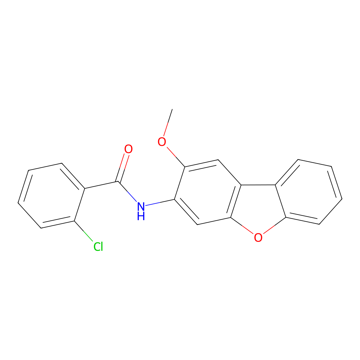 2-chloro-N-(2-methoxydibenzofuran-3-yl)benzamide molecular structure, CAS 302548-65-8
