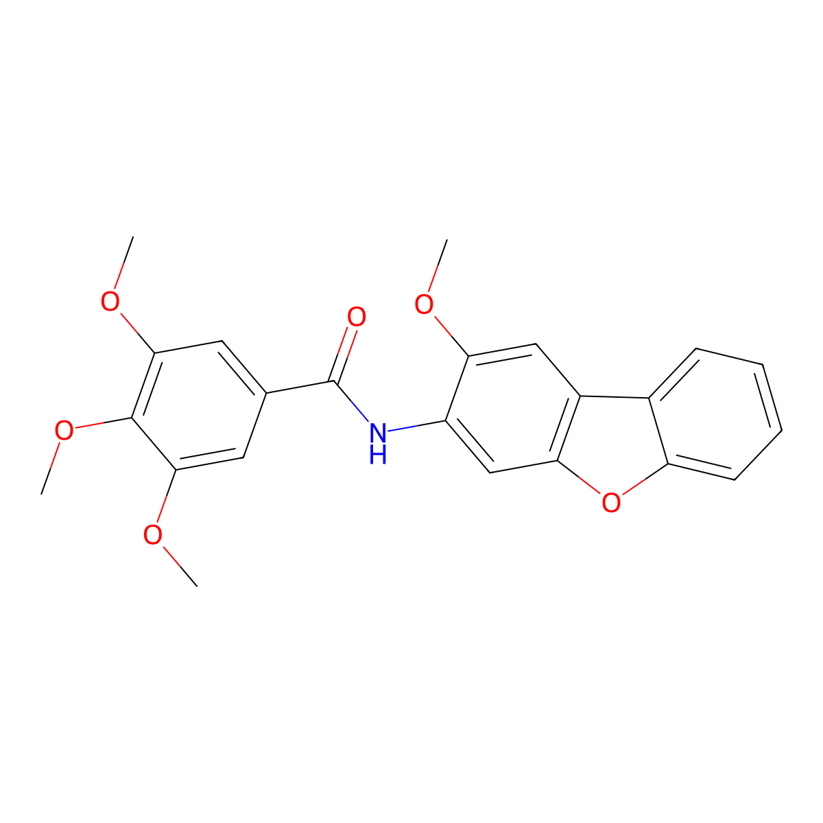 3,4,5-Trimethoxy-N-(2-methoxy-dibenzofuran-3-yl)-benzamide molecular structure, CAS 302548-66-9
