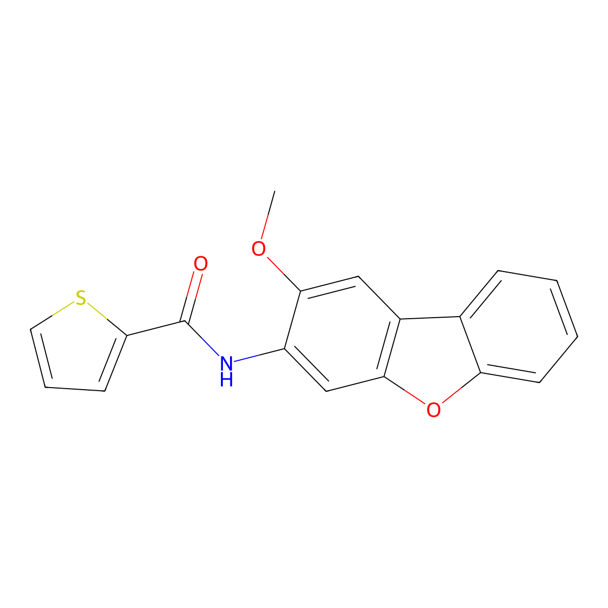 Dibenzofuran, 2-methoxy-3-(2-thiophenecarboxamido)- molecular structure, CAS 302548-67-0