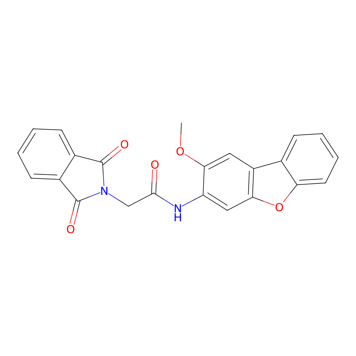 2-(1,3-dioxo-1,3-dihydro-2H-isoindol-2-yl)-N-(2-methoxydibenzo[b,d]furan-3-yl)acetamide molecular structure, CAS 302548-71-6