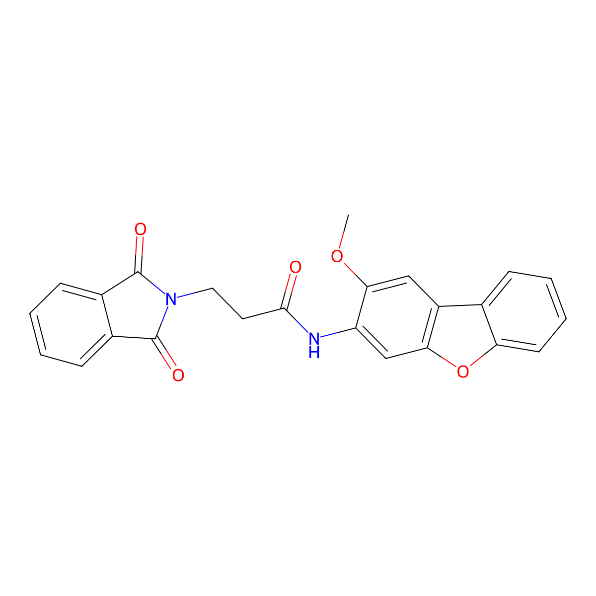 3-(1,3-dioxo-1,3-dihydro-2H-isoindol-2-yl)-N-(2-methoxydibenzo[b,d]furan-3-yl)propanamide molecular structure, CAS 302548-72-7